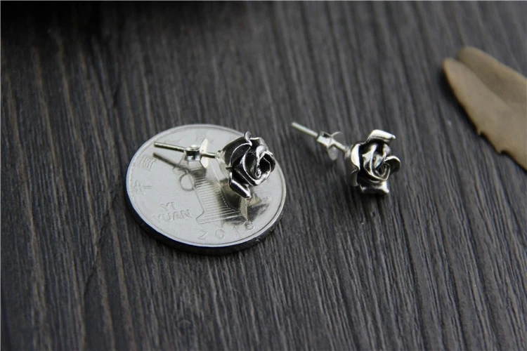 Y2K Metal Stud Earrings Silver Plated Rose Flower Earrings for Women Men\'s Party Jewelry Fashion Accessories