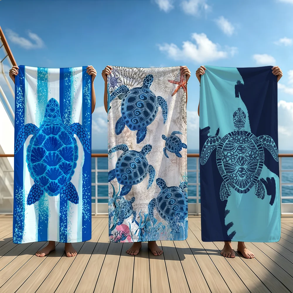 Blue Ocean Sea Turtle Towel Beach Oversized Soft Ultra Absorbent Quick Drying Large Pool Travel Camping Bathroom