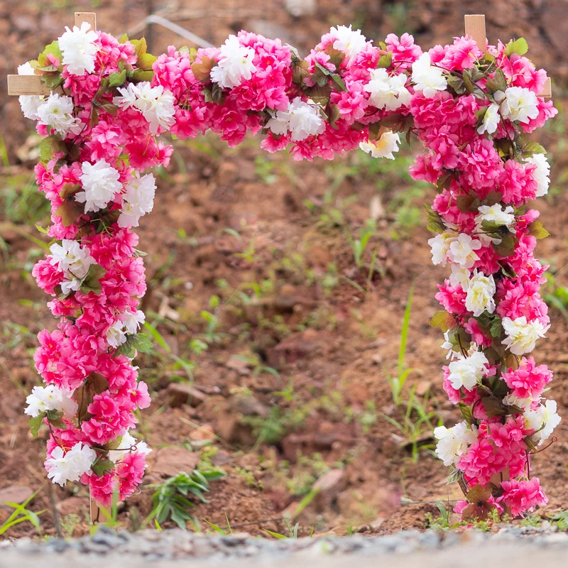 230CM Cherry Blossom Artificial Flower Vine Home Wall Balcony Garden Fake Decor Wedding Arch Wreath Accessories Plant Decoration