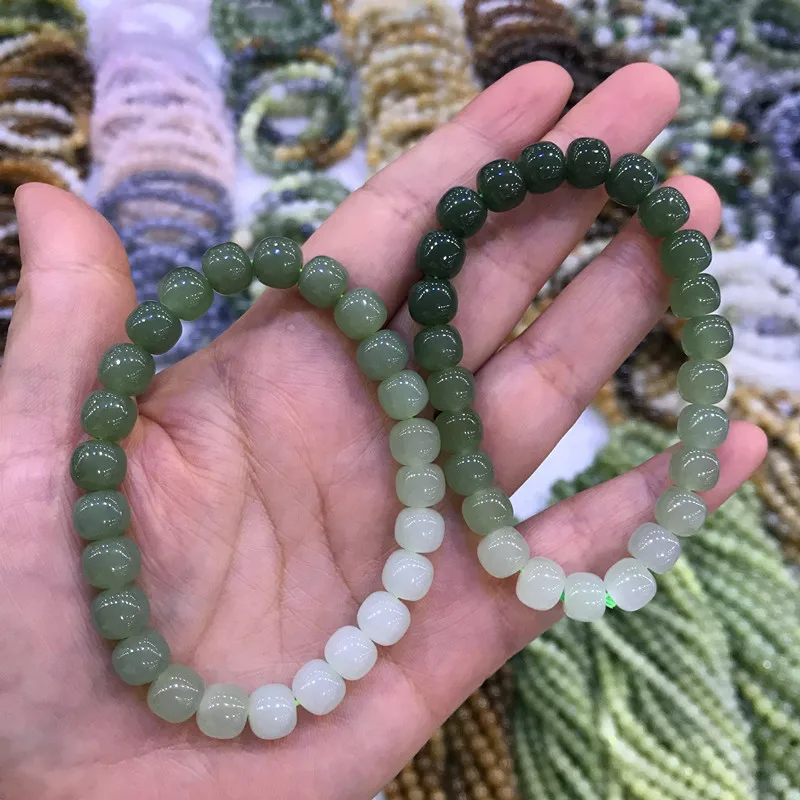 

Hetian Qinghai Material Old Style Gradient Jade Abacus Beads Single Circle Bracelet Men And Women