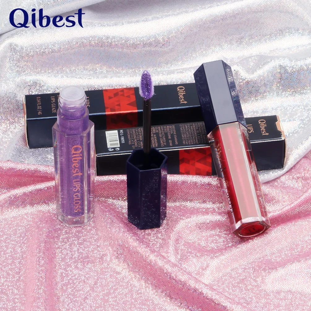 Heallor qibest ลิปสติกทนนานแวววาวของเหลวประกายเพชร12สีไม่ติดลิปกลอสมันเงือกกันน้ำริมฝีปากระยับ