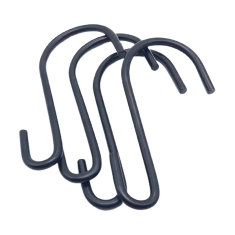 10Pcs Black Coating S Shaped Hanging Hooks Home Storage Utility Metal Hangers