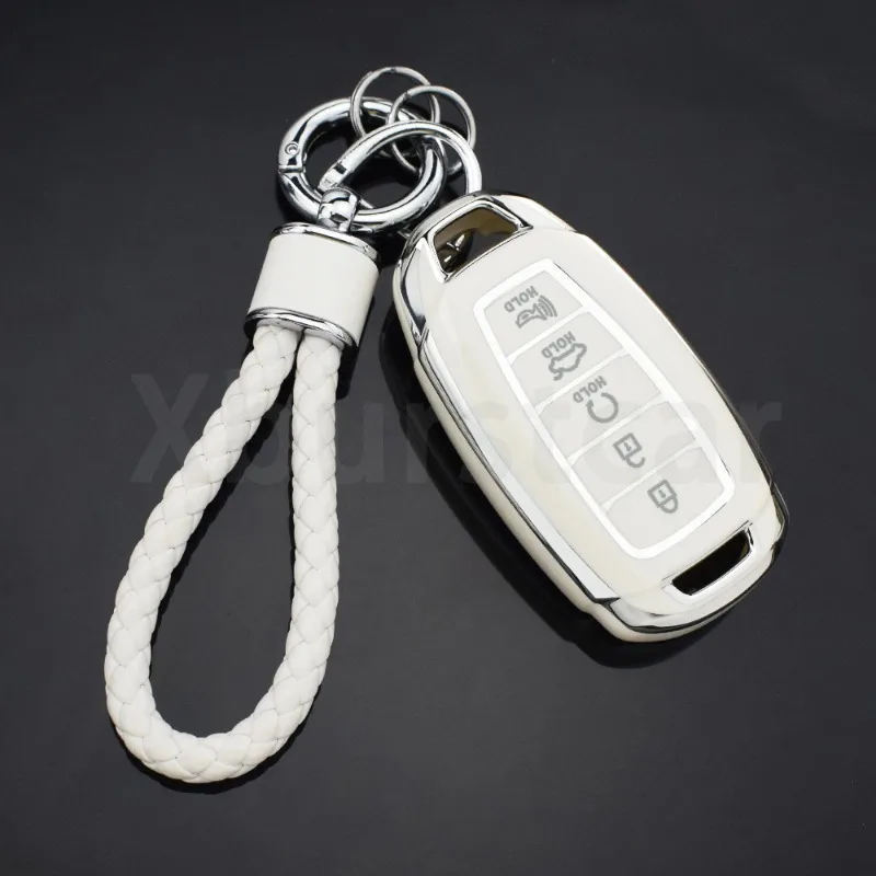 For Hyundai Solaris Sonata Palisade Kona Creta I20 I30 Grandeur Accent Atos IX35 IX25 Elantra 5Buttons Car Key Case Holder Cover