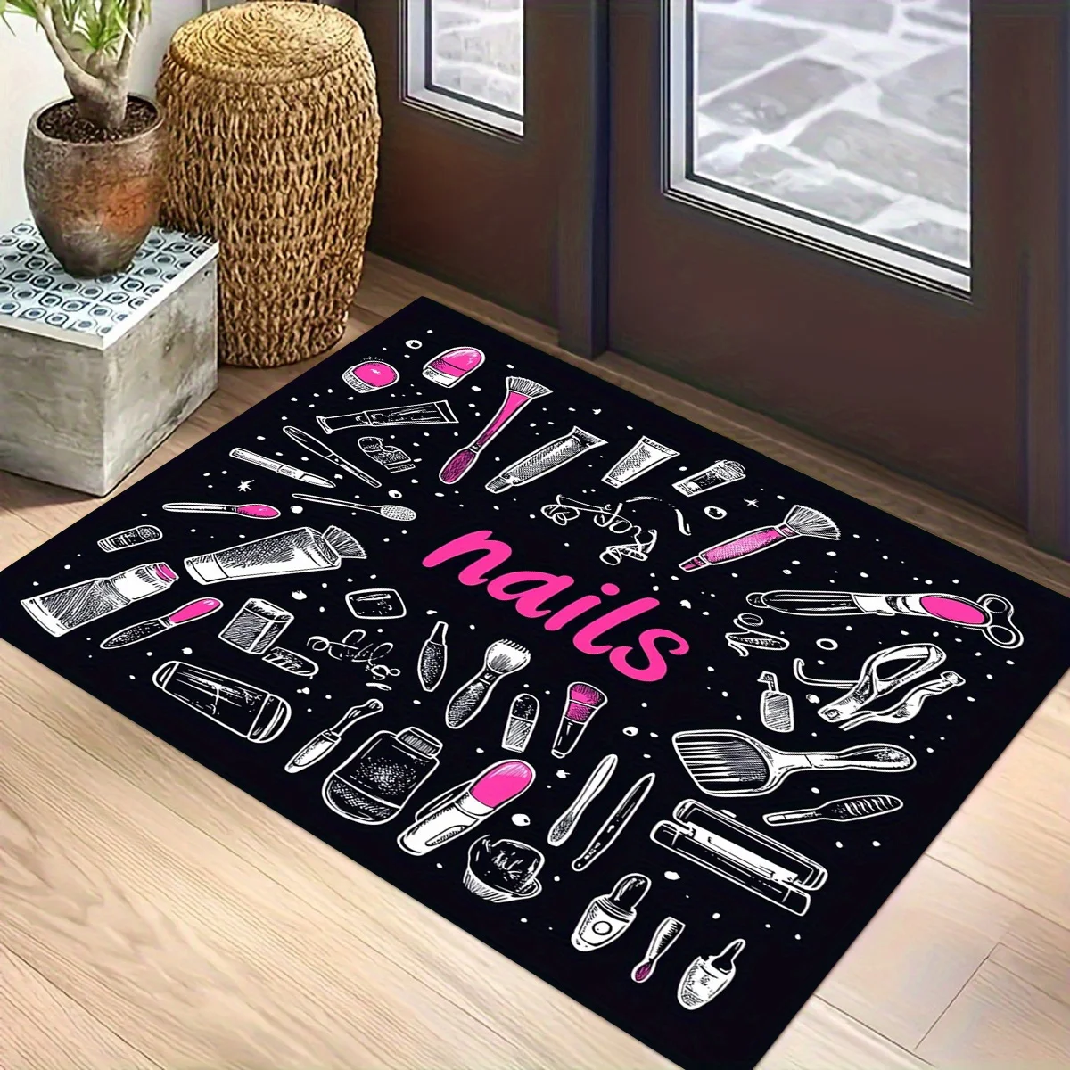 1pc Polyester Door Mat - Lightweight, Fade-Resistant, Moisture-Proof - Machine-Made Rectangular Rug, Suitable for Entrance, Be