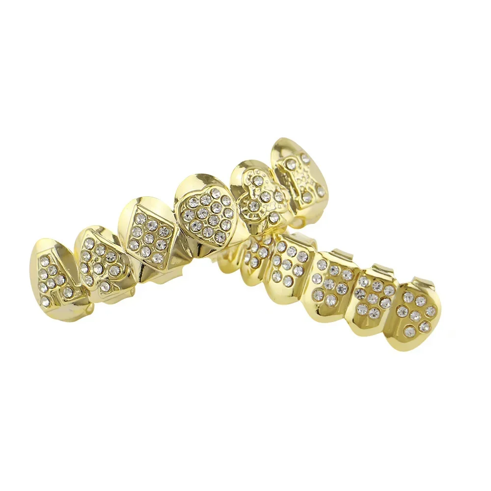 

Хип-хоп, золотой, серебряный цвет, Iced Out CZ, зубы Grillz, верхняя часть, мужские и женские ювелирные изделия в стиле панк