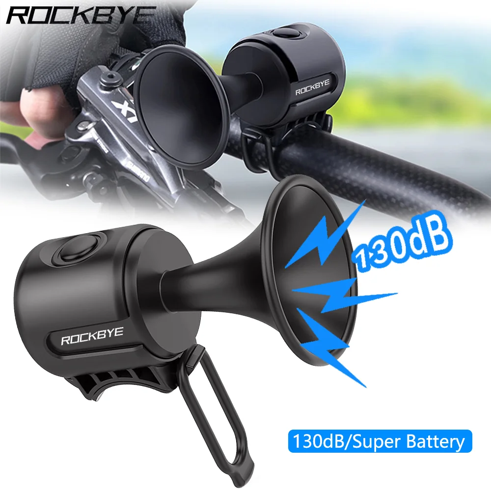 Image of ROCKBYE Fahrradhupe, wasserdicht, 120 dB, Fahrradklingel, elektrische Fahrradlenkerhupe, Rennrad, Mountainbike, Roller, Kinderfahrradhupe