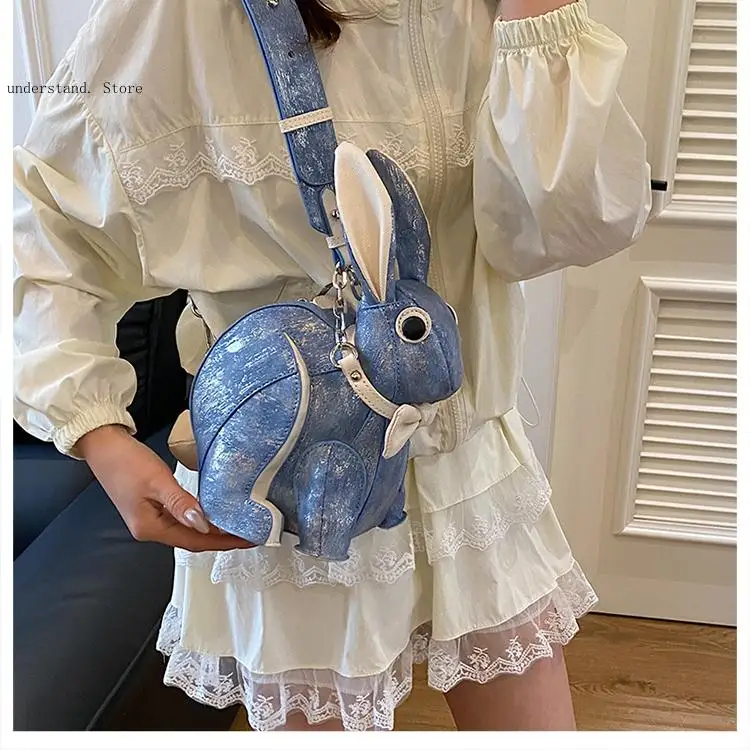 Wide Straps Personality Trendy Stylish Design Women's Crossbody Bags Super Cool Exquisite Rabbit Shape Pu Shoulder Bags