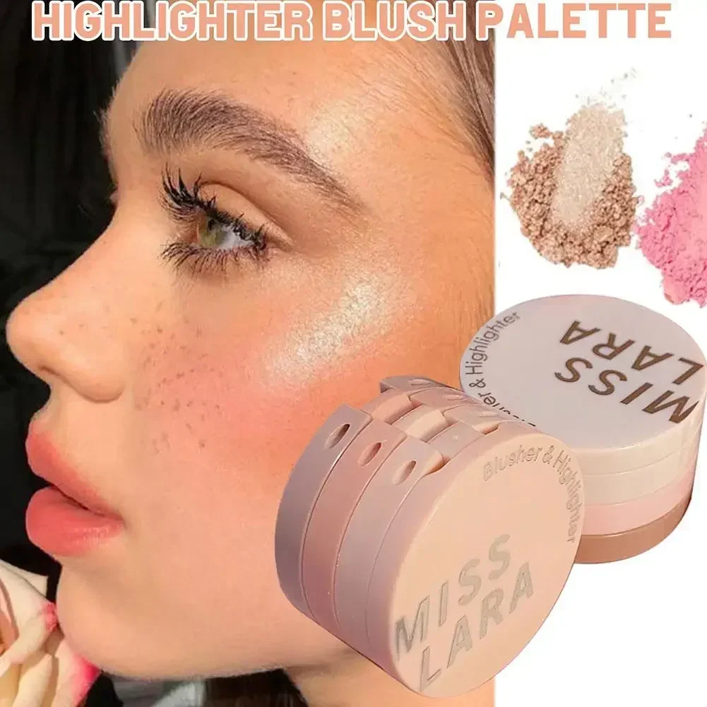 Polvo para resaltar 3 en 1, colorete mate, sombra de ojos, Maquillaje facial, paleta Natural, cosmético de belleza brillante delicado multicolor
