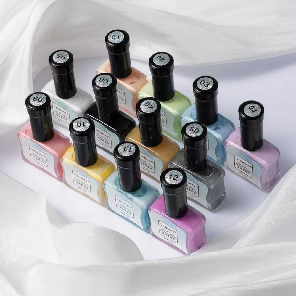 VINIMAY Sea Wave Blooming Gel Nail Polish Magic Smudge Bubble Gel Nail DIY Varnish Manicure Decoration Nail Art For Salon 12pcs