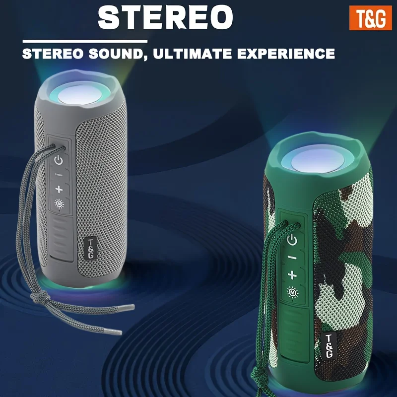 T&G TG227 Tragbarer kabelloser Lautsprecher, mit LED-Licht, TWS-Verbindung Stereo, USB/TF/FM-Radio, musikkompatibel – Detail 5