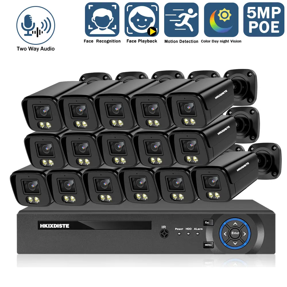 

POE Security Camera System Set 16CH 4K POE NVR Kit HD 5MP Full Color Night Vision CCTV IP bullet Camera Video Surveillance Syste