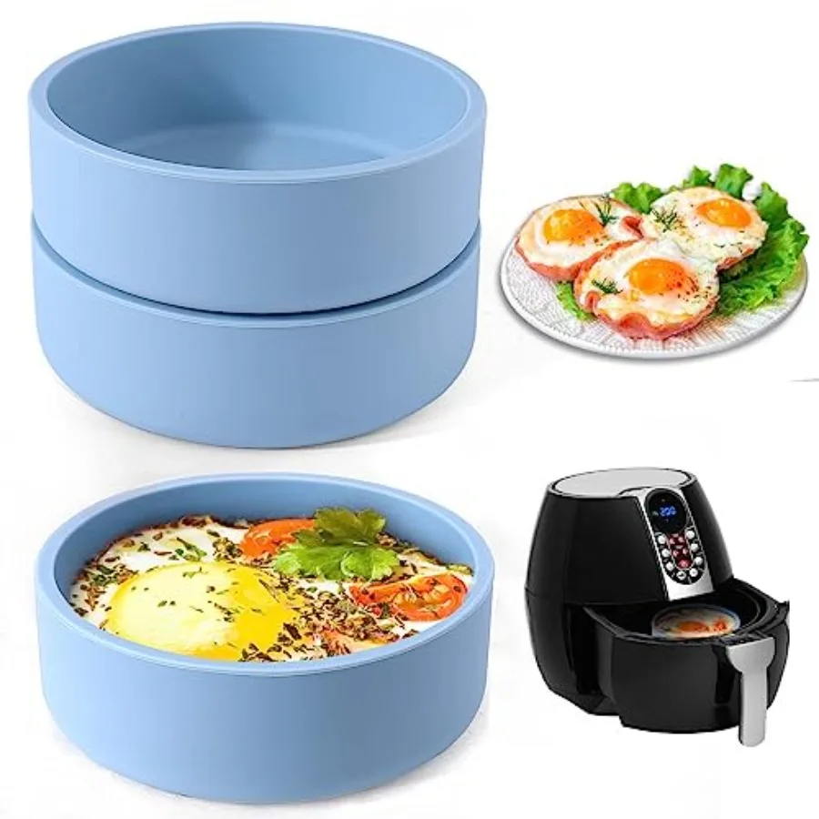 Silicone Air Fryer Egg Mold for egg bites, reusable nonstick BPA-free blue pan set, dishwasher safe, alternative to microwave a