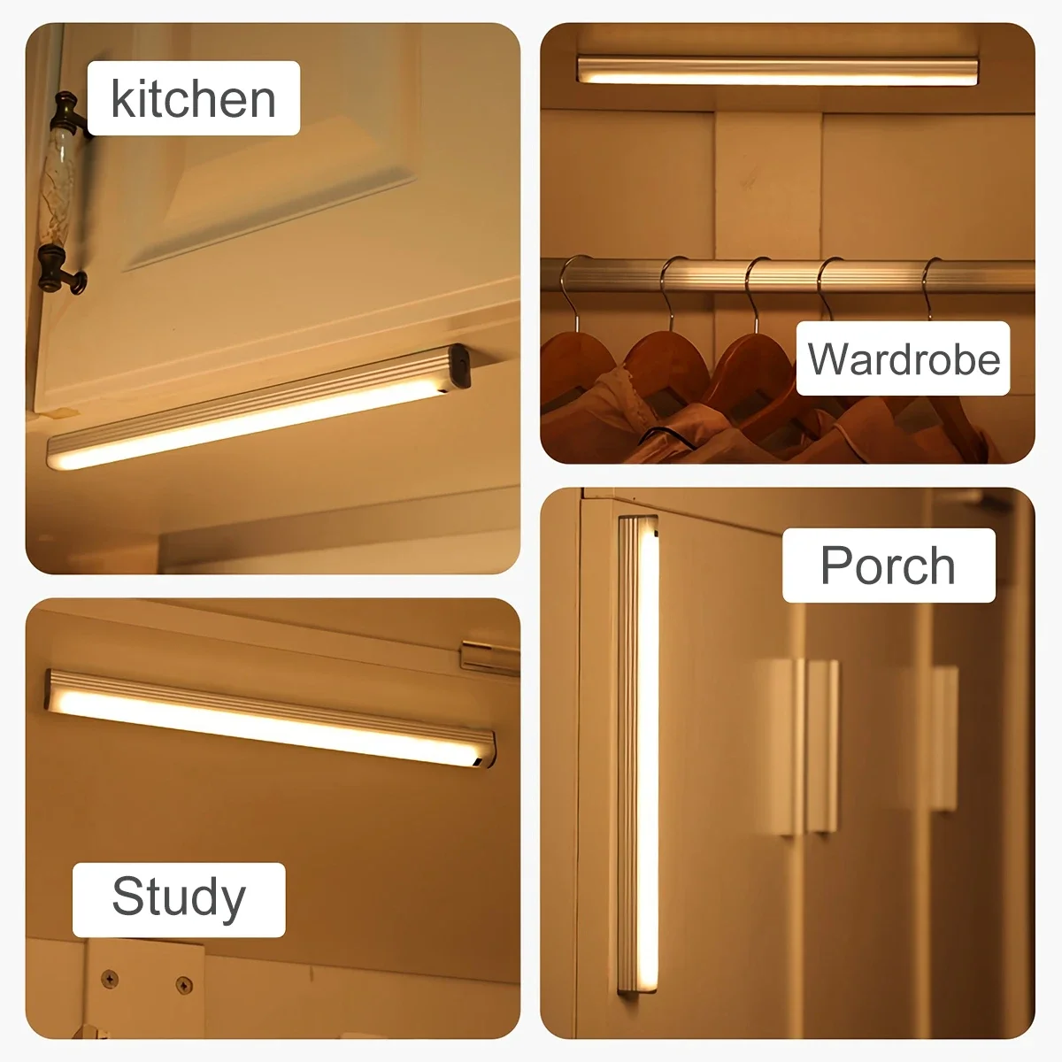 Wireless LED Cabinet Light with Hand Sweep Sensor - USB Rechargeable Night Lamp for Bedroom & Wardrobe