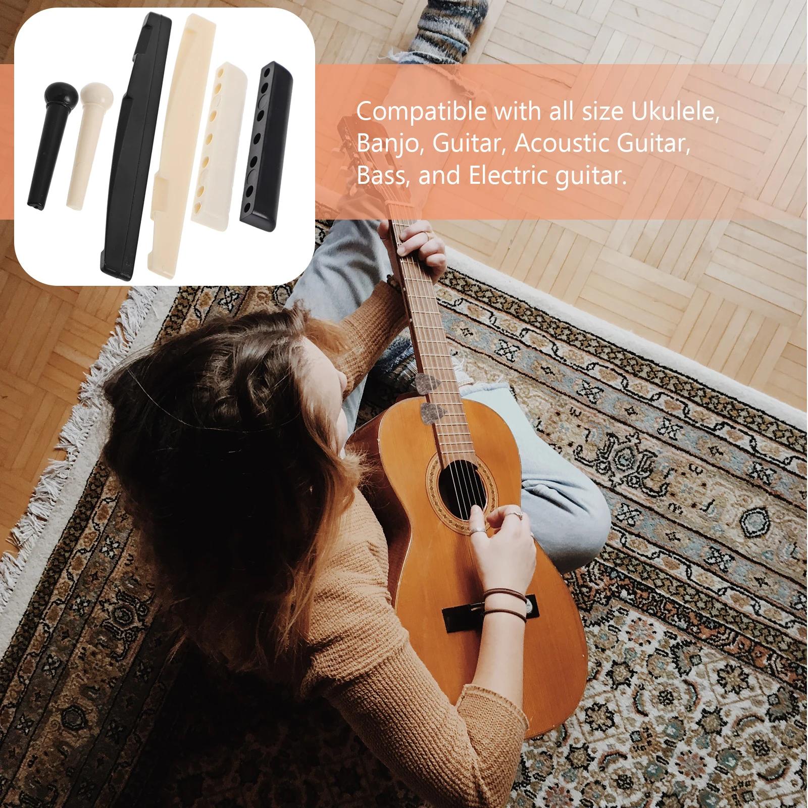 

Guitar Accessory Set Replacement Pegs Tool Kit Acoustic Bridge Pins Electric Maintenance Repair Parts PP Metal Materials String