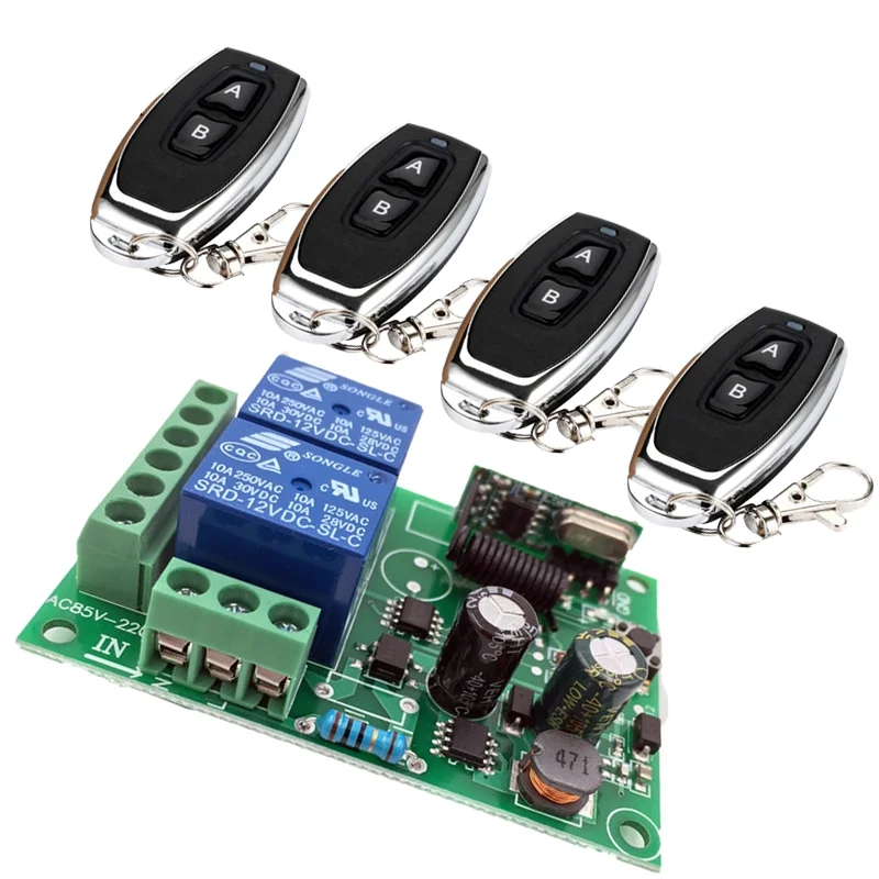 

5pcs 433MHz Wireless Universal Remote Control SwitchAC 220V 10A 2CH Rf Relay Receiver and Transmitter for Remote Light/Bulb