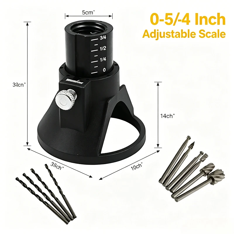 Electric Grinder Drilling Locator Depth Stop Positioning Bracket with Twist Drill Bits Rotary Burr Set for Woodworking DIY Tool