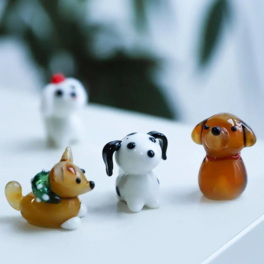 

Puppy Glass Dog Ornament Decoration Collectible Easy to Store Glass Dog Poodle Ornament for Hobby Collection