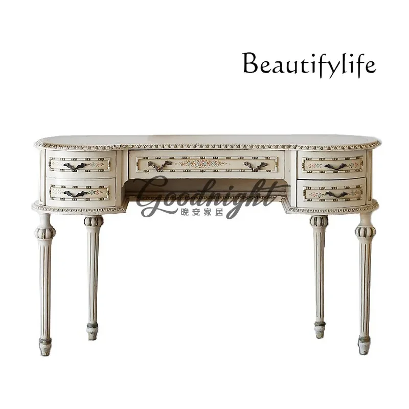 

French Entry Lux Dresser Neoclassical Simple Painted Makeup Table Fashion Makeup Writing Desk