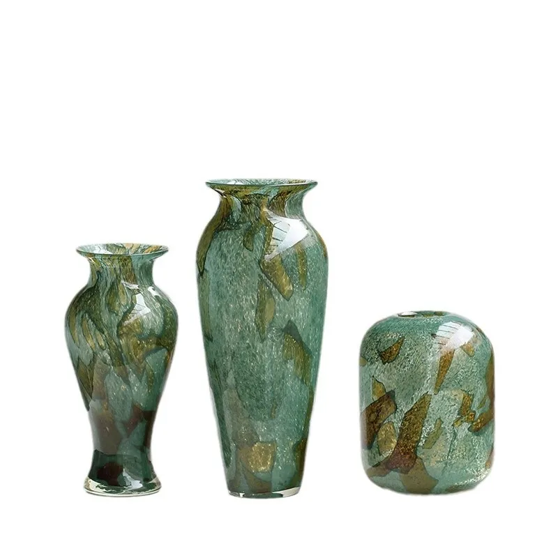 style gradual change green markings retro glass vase simple countertop dining table living room entrance soft home decoration