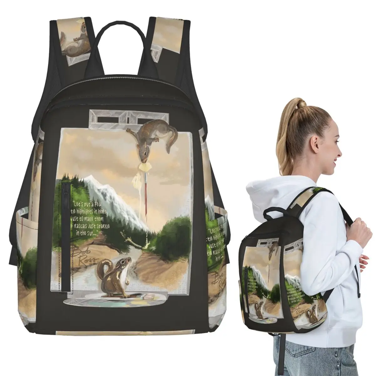 

Bob's Rascals, Handpainted Picture With Text 1 Of 2 Backpack Student BookBag Kids School Bag Laptop Shoulder Bags Boys Girls