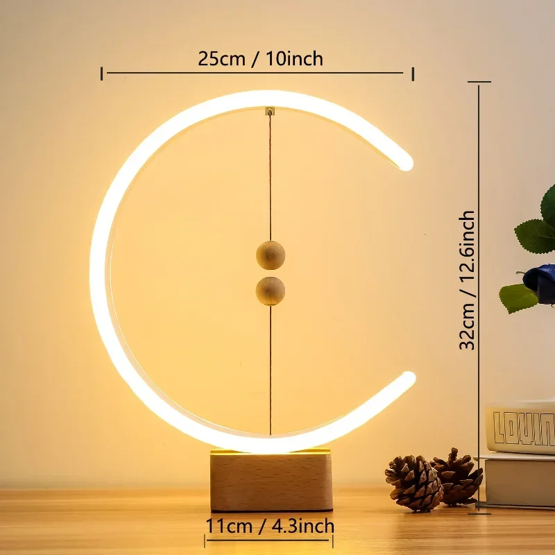 Nordic magnetic levitation balance lamp magnetic table lamp bedroom bedside home decoration desk lamp Beech wood lampholder
