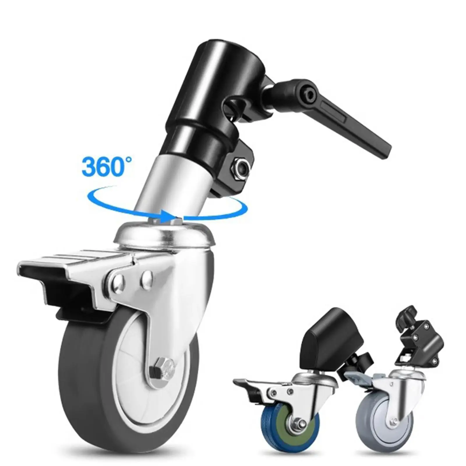 3Pcs/Set Swivel Casters Wheels with 25mm Diameter Mounting Holes Photography C Stand Tripod Rolling Wheels Aluminum Alloy