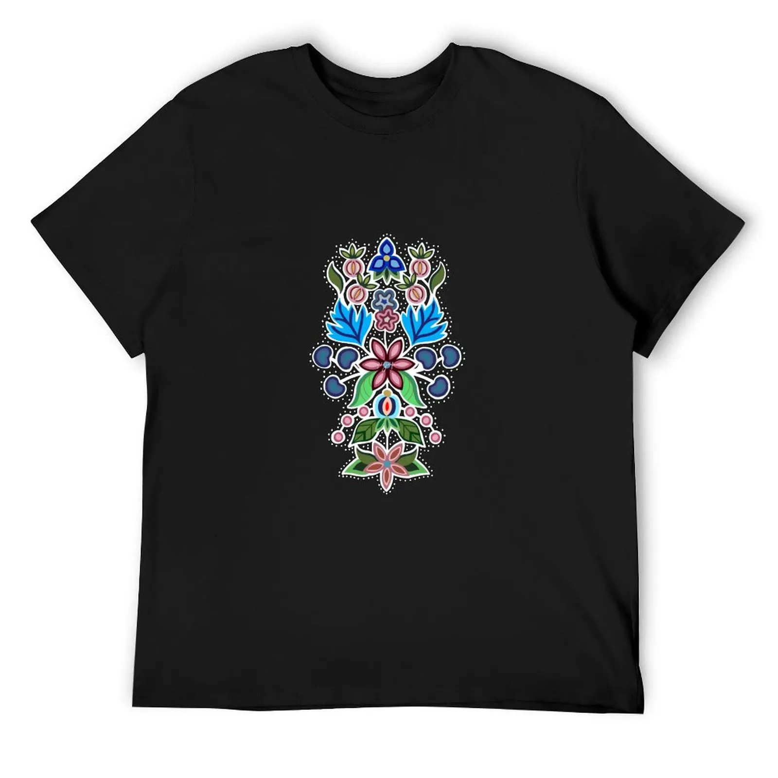 

Pink and Blue Ojibwe Floral T-Shirt Aesthetic clothing shirts graphic tee plus size tops street wear plus size men clothing
