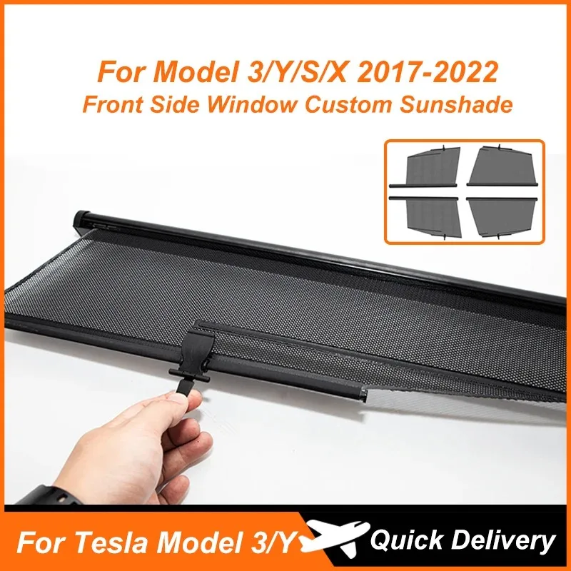 For Tesla Model 3/S/X/Y Car Lifting Window Sunshade Custom Sun Shade Car Curtain Side Window Mesh Sun Visor Summer Protection