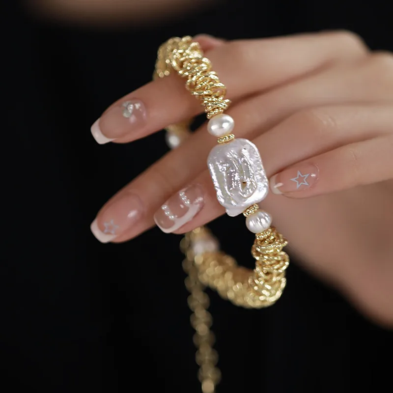 Neue Ankunft Natürliche Süßwasser Perle 14K Gold Gefüllt Weibliche Schmuck Sets Frauen Armband Halskette Weihnachten Geschenke Kein Verblassen – Detail 7
