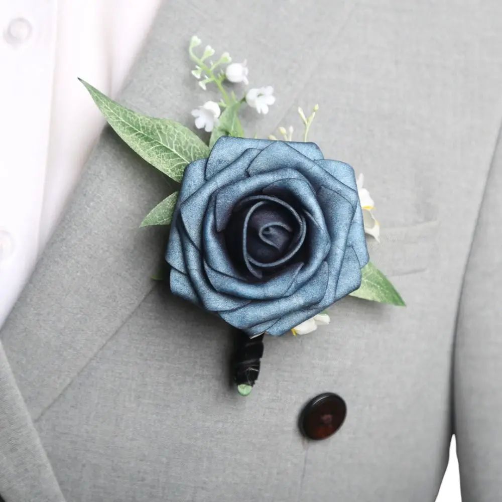 Simple Groom Rose Boutonniere Fashion Delicate Wedding Suit Corsage Artificial Flower Buttonhole Wedding Accessories Western