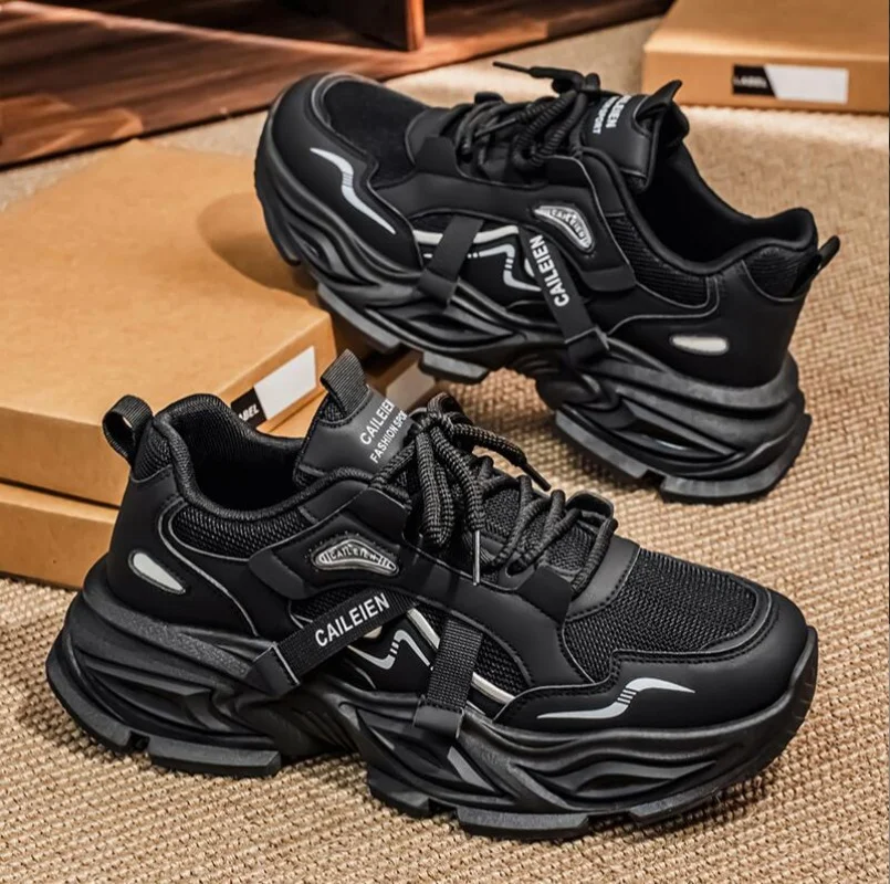 Men's Thick sole casual sneakers four seasons breathable lightweight soft-sole outdoor running shoes students speed sports shoes