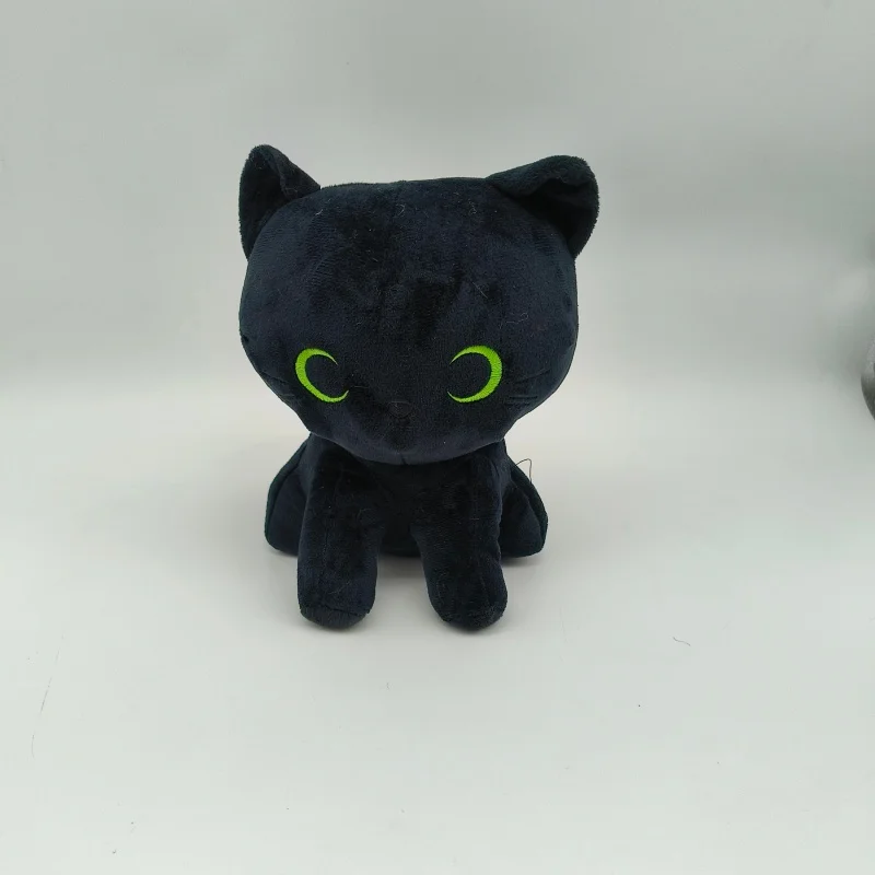 Classic Sitting Posture Black Cat Plush Toy Lovely Yellow Eyes Green Eyes Cat Stuffed Anima Dolls Children Birthday Gifts