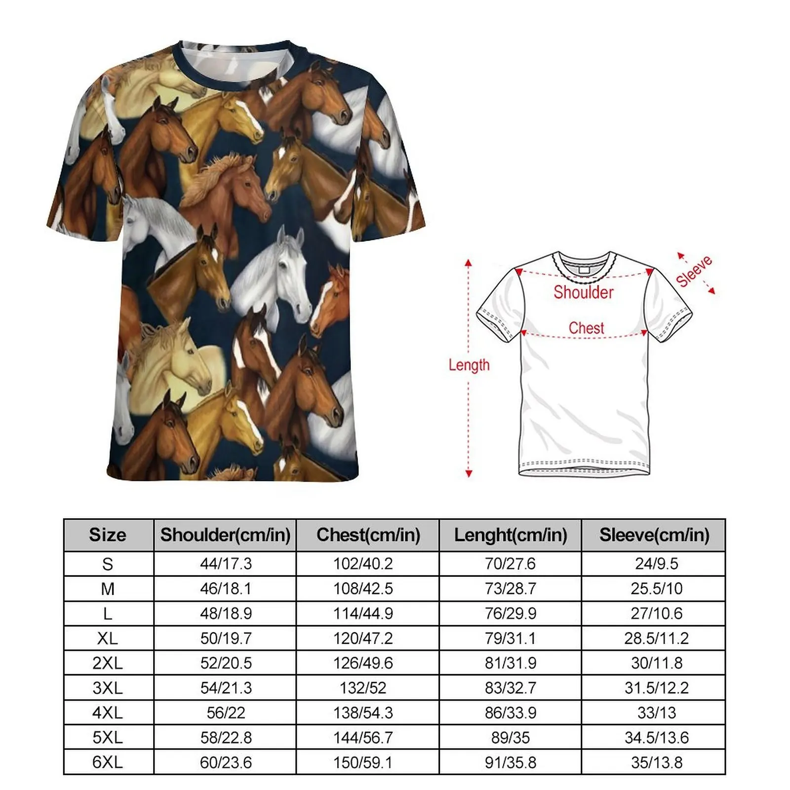 Plus Size T Shirt Beach Cool Hourse T Shirts Wild Animal Print Basic O-Neck Tee Shirt Couple Harajuku Custom Tops