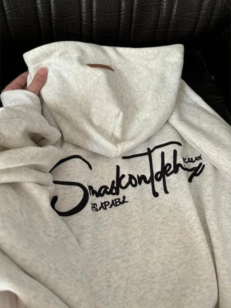 Retro Heavy-Lettering Hoodie Sweatirt Oversize Loose American High-Street Sle for Men And Women Spring Autumn Thiened