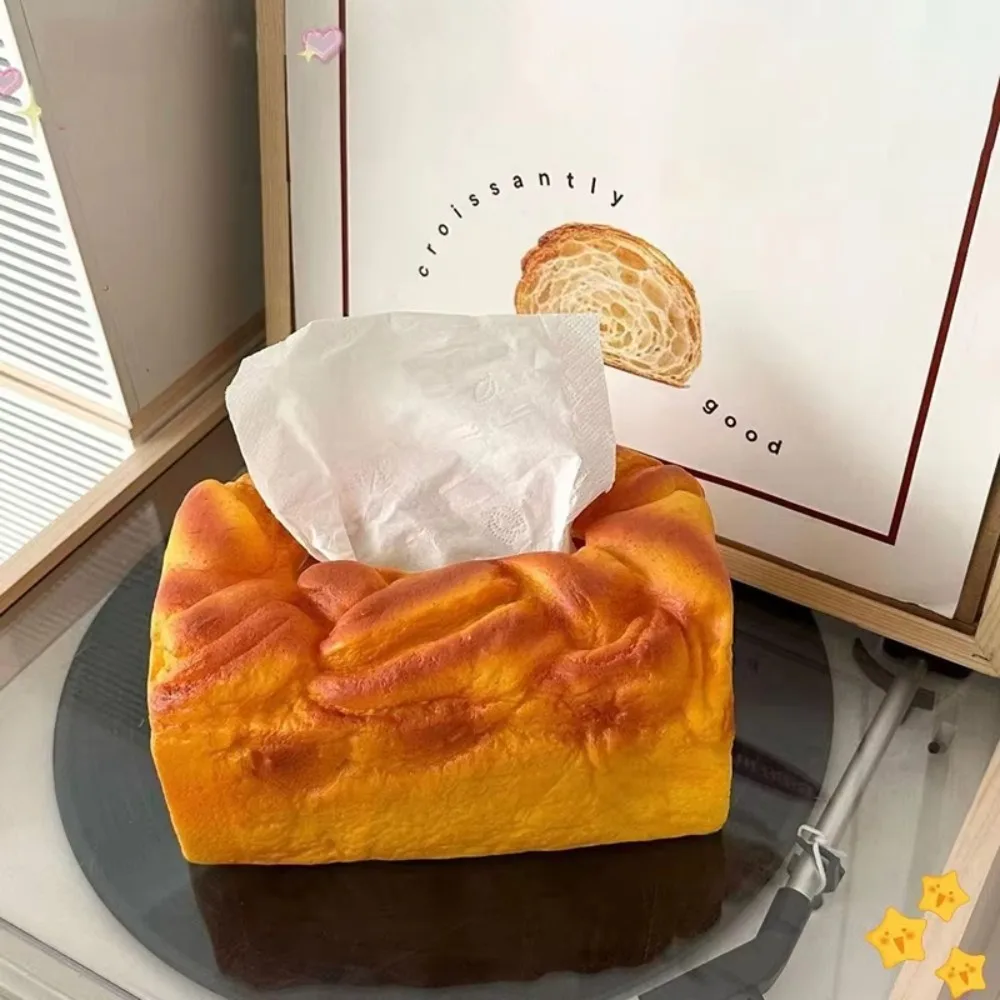 Creative Bread Tissue Box Holder Simulation Toast Design Elastic Butter Storage Napkin Box Desktop Organizer Home Decor