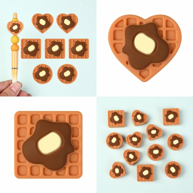 

5/10Pcs Silicone Beads Cartoon Waffle Focal Beads Jewellery Making DIY Beaded Pen Keychain Bracelets Jewelry Accessories