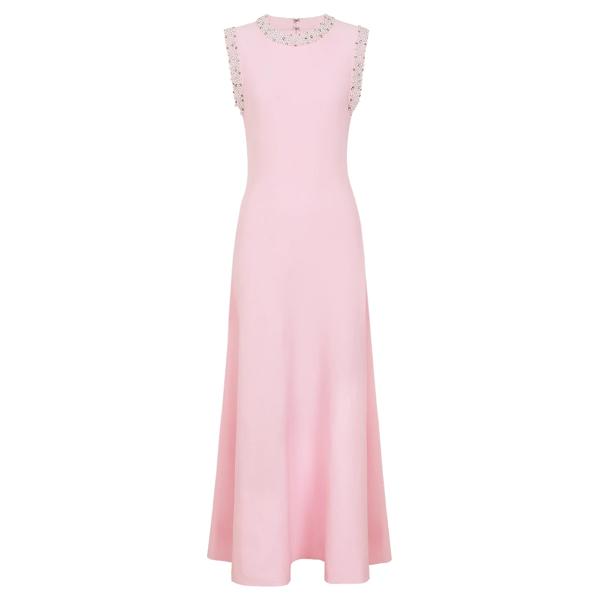 2662 Hochwertiges Sommerkleid, neues modisches Partykleid, schmal geschnitten und figurformend, mit Nagelperlen, ärmellos, elastisch, gestrickt, lang, für Damen