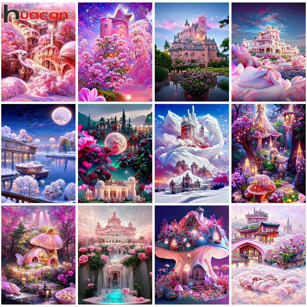 Huacan 5D Diamond Painting Landscape House Garden Full Squar