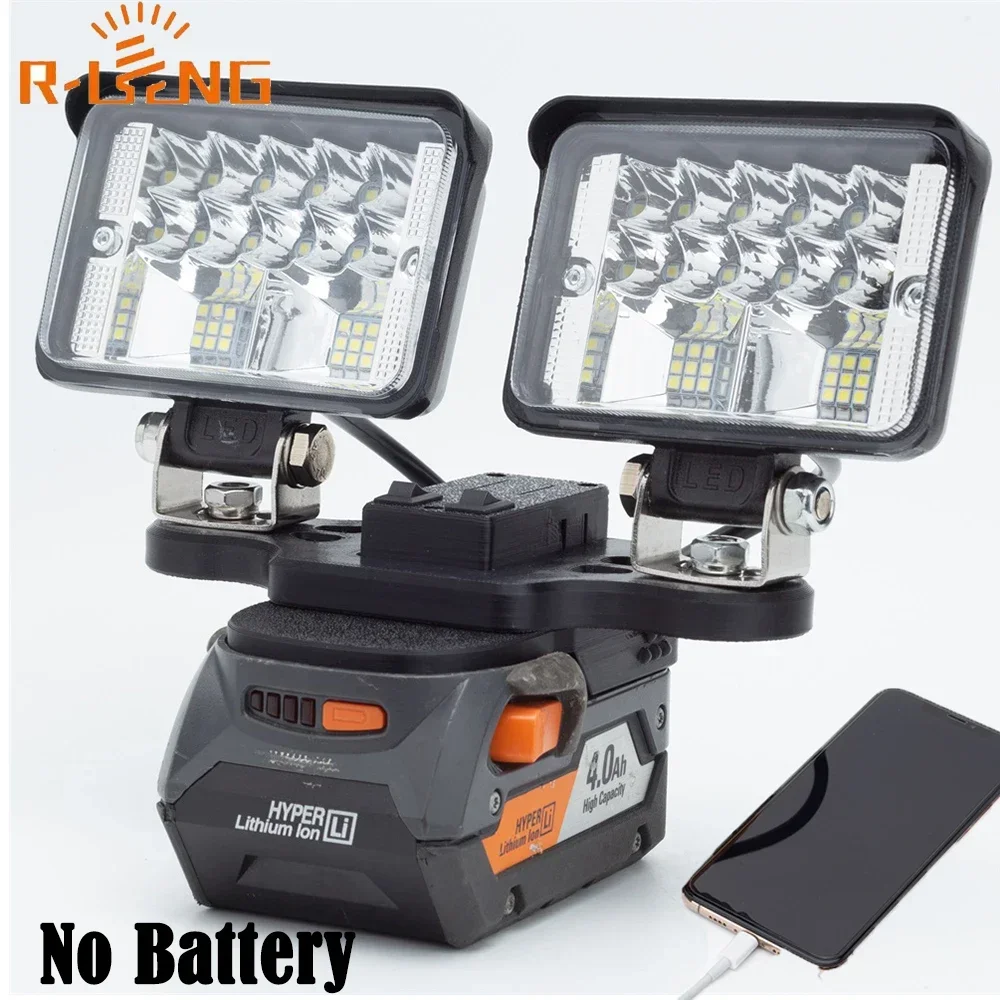 Luz de trabajo LED para Ridgid /AEG, batería de litio de 18V con carga rápida USB, lámpara portátil de viaje y pesca (sin batería)