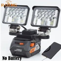 Luz de trabalho LED para bateria de lítio Ridgid /AEG 18V com carregamento rápido USB luz portátil para viagem e lâmpada de pesca (sem bateria)