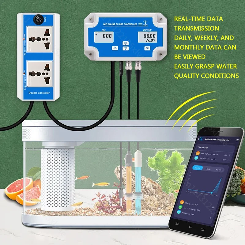 For Bluetooth APP Water Quality Monitor, 3-in-1 Marine Aquarium Tester Real-Time Detect PH ORP Temperature Salinity