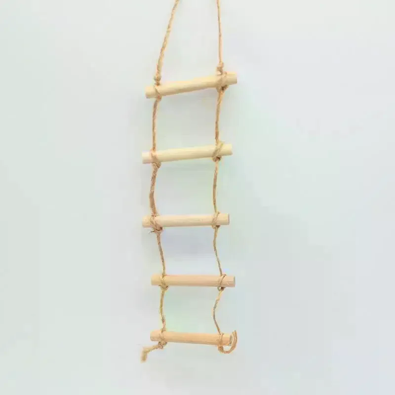 1 szt. Miniaturowa drabinka wisząca z drewna i liny konopnej do domku dla lalek, model do dekoracji domku dla lalek, zabawki do udawania dla dzieci, prezent