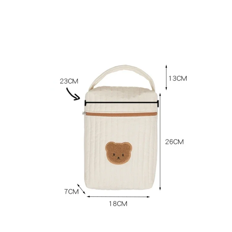 Baby Diaper Bag for Mom Cotton Bear Mommy Bags Nappy Diapers Organizer Zipper Women Handbags Maternity Bag Cartoon Beige Sac