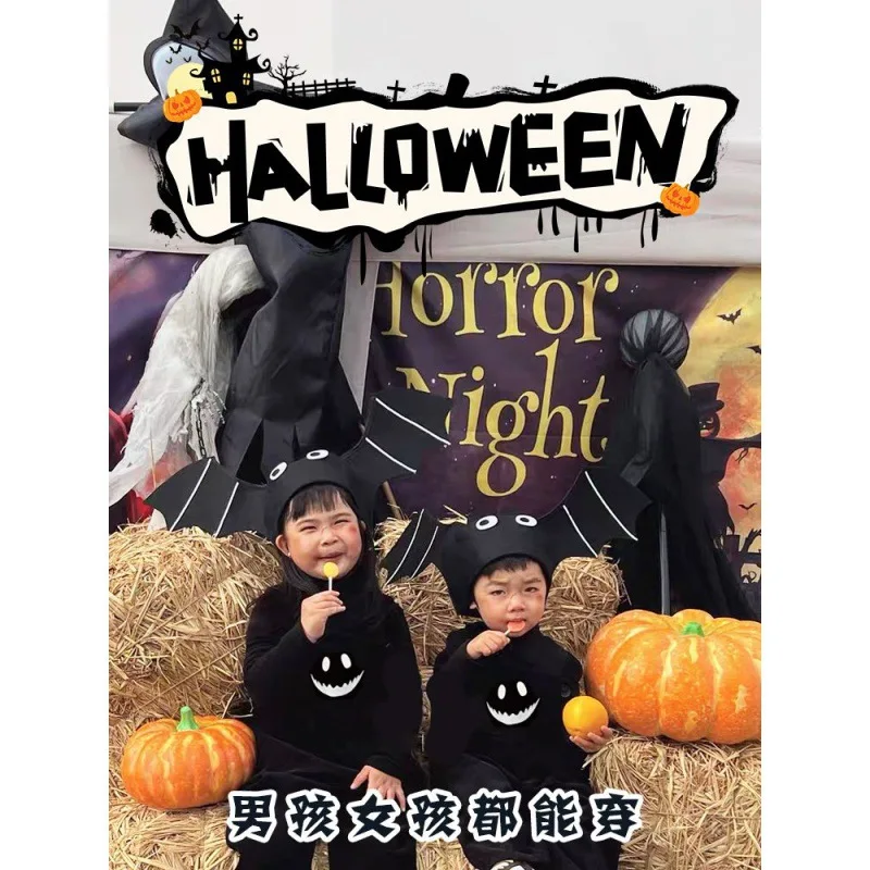 Disfraz de fantasma de Halloween para niños, conjunto de capa, traje de fiesta para niños y niñas en edad preescolar, Color puro