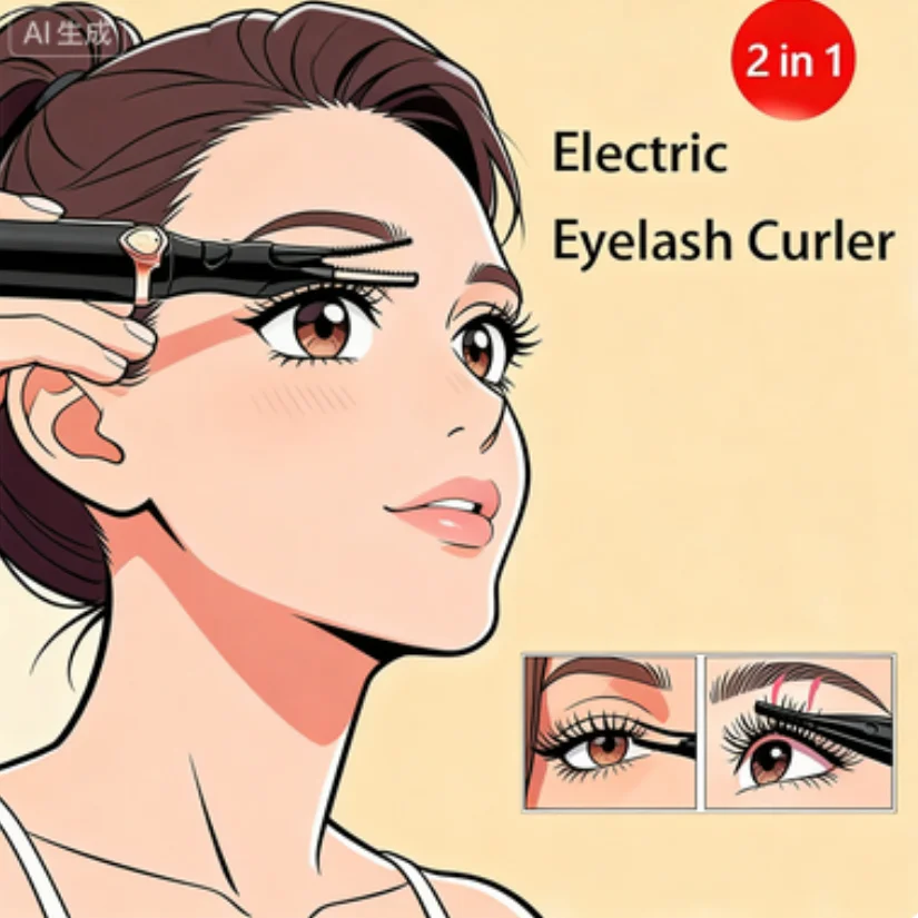 

Новинка 2026: Электрический керлер для ресниц 2-в-1 с двойной насадкой, USB-нагрев, триммер для бровей, косметический инструмент, подарок на день рождения