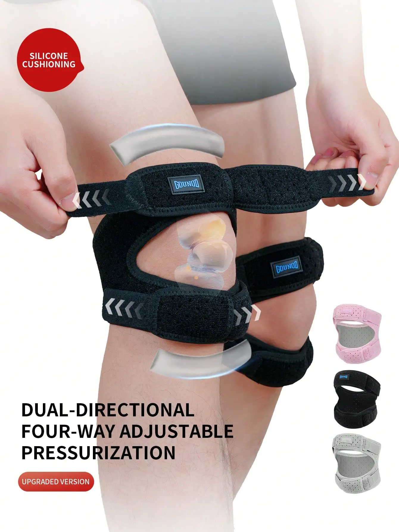 

GOUNOD Basic Model Knee Support Brace - Unisex Patella Stabilizer For Sports -Soccer, Basketball, Running, Tennis, Volleyball & Squats.