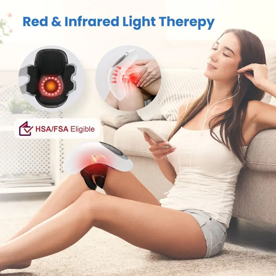 Kniemassagegerät zur Schmerzlinderung FSA Eligible HSA, Heiz- und Vibrations-Kniemassagegerät zum Schwellungen steifer Gelenke, tragbares Knie-Mas