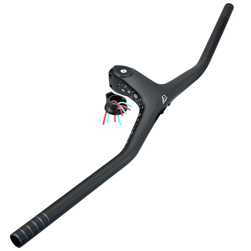 BALUGOE Integrierter MTB-Carbon-Lenker, Fahrradlenker, Mattschwarzer Lenker, Mountainbike-Zubehör, Halb-Innenverkabelung – Detail 10