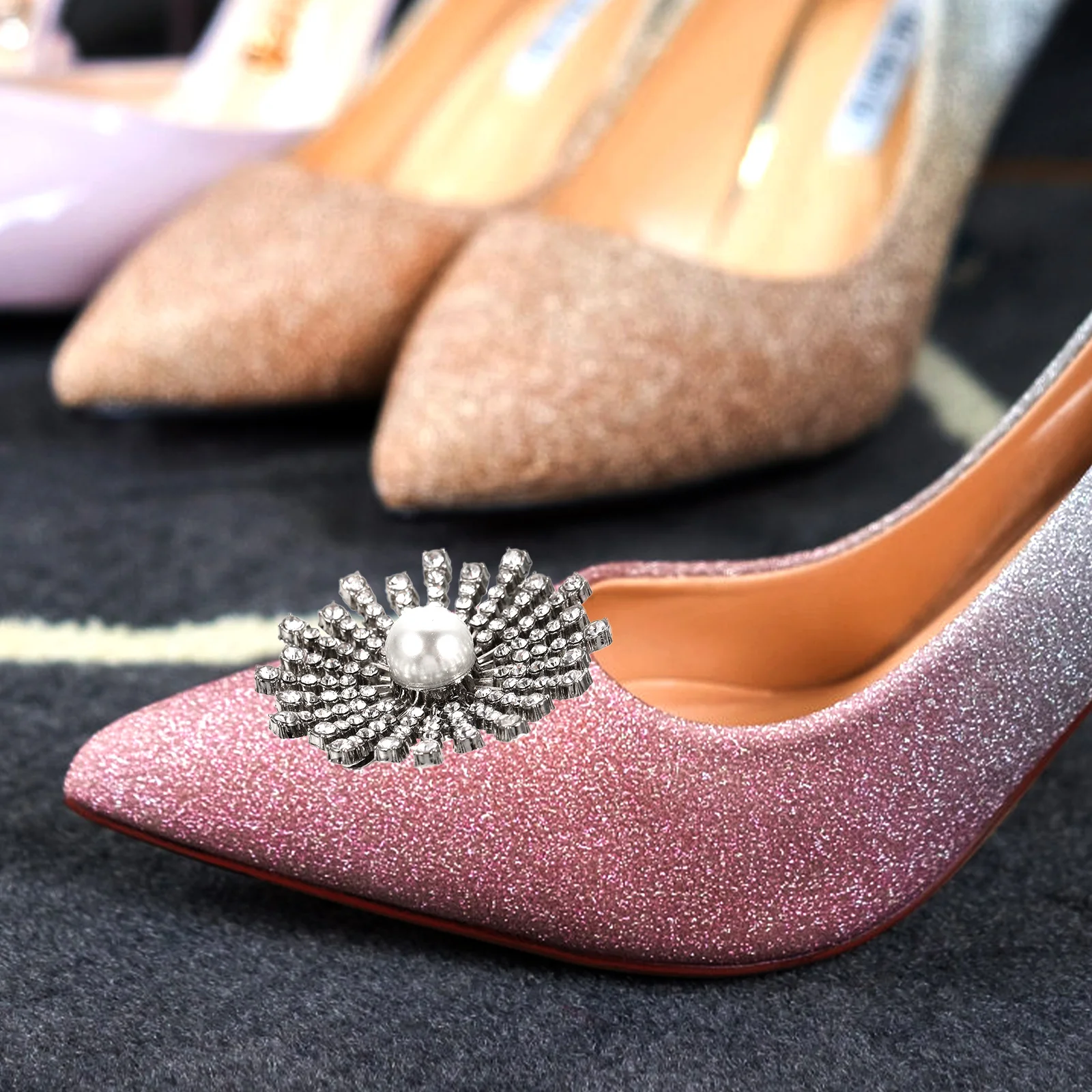 

Rhinestone Shoe Clips Wedding Bridal Flower Buckle Bride Shoes Crystal Alloy Decoration DIY Charms Shoe Storage