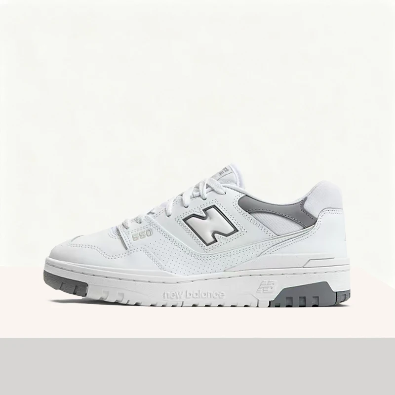 New Balance NB550 Unisex White/Gray Retro Basketball Shoes – Shock-Absorbing Durable Sole & Comfortable Low-Top Fit BB550SWA